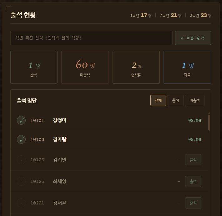 출석 명단 영역